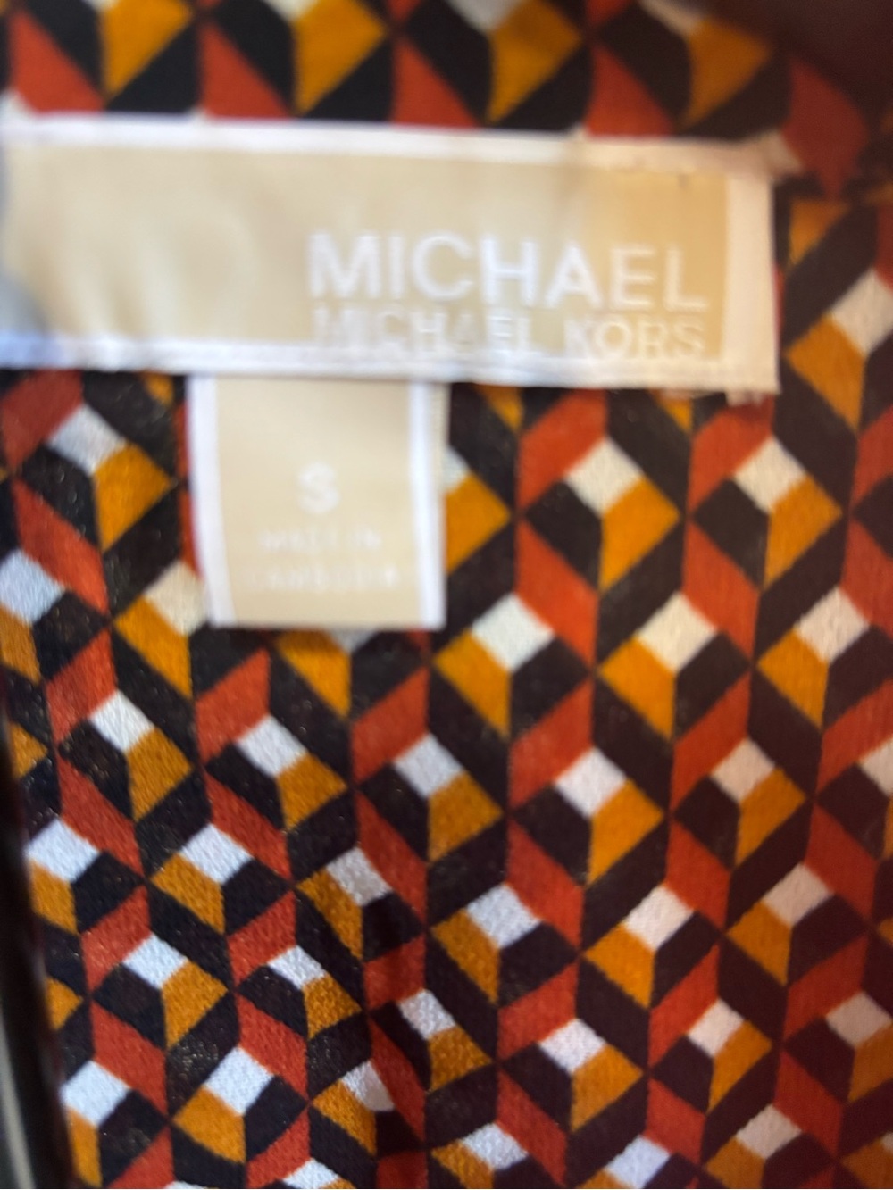 Michael Kors Brown Geometric Sleeveless Wrap Midi Dress - Picture 5 of 9